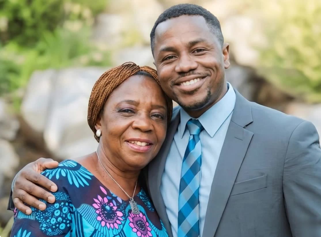 Godwill Tandoh with his mother, Josephine
