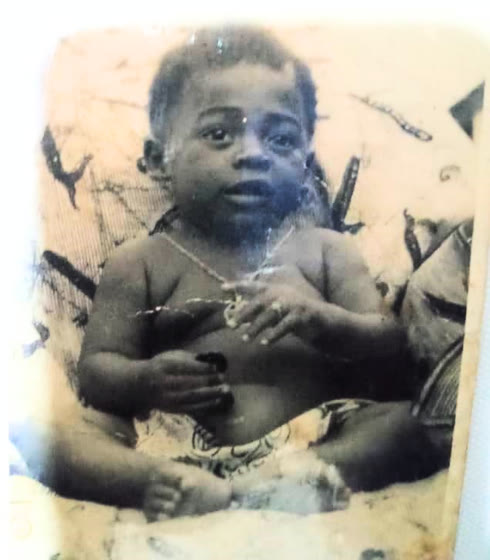 An old black-and-white photo of Josephine as a baby